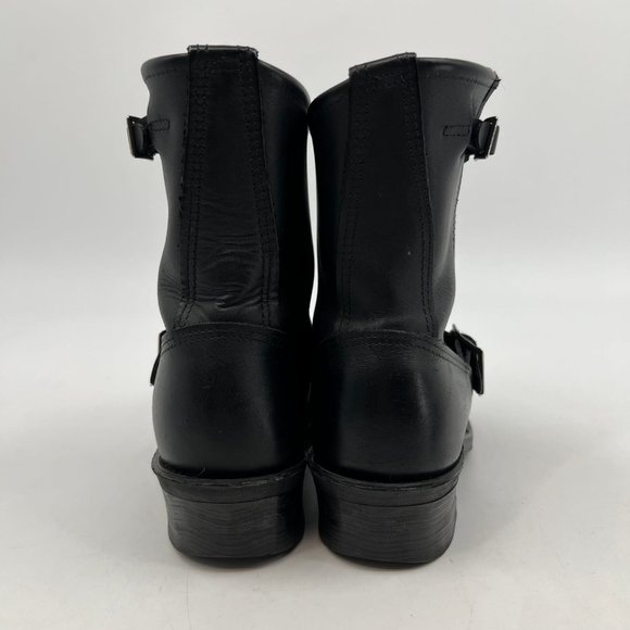 Frye Black Leather Block Heeled Boots | Buckle Accent - Picture 7 of 10